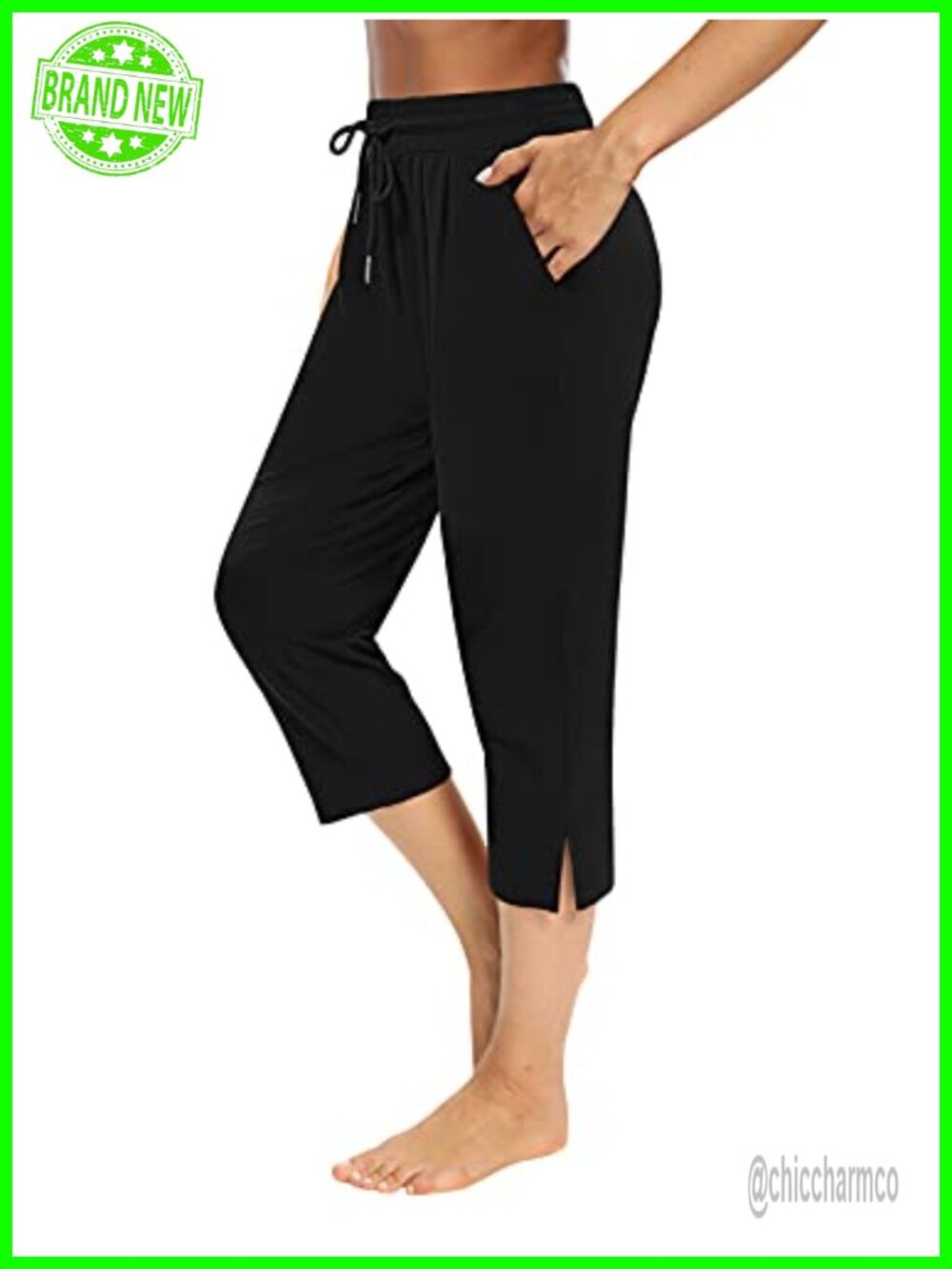 Women's Capri Yoga Pants Loose Drawstring Sweatpants with Pockets